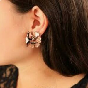 Stella & Dot Pink and Black Floral Earrings